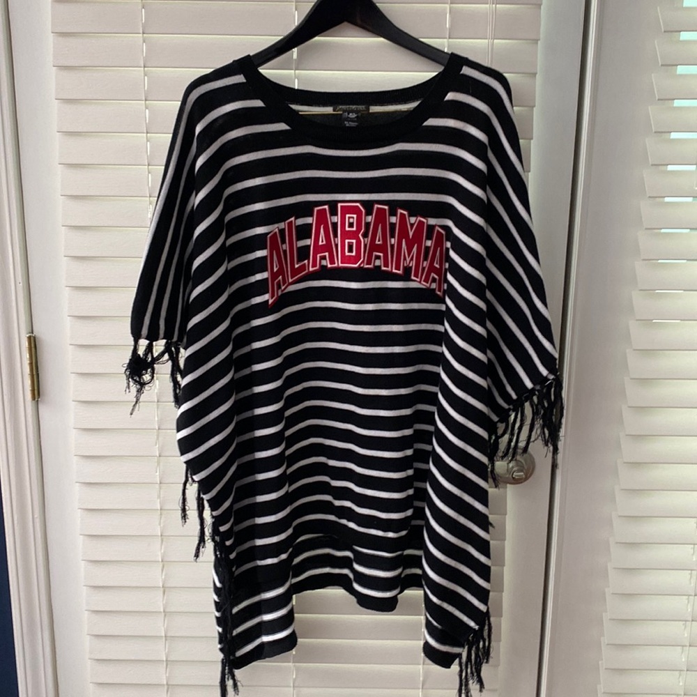University of Alabama black/white stripe poncho